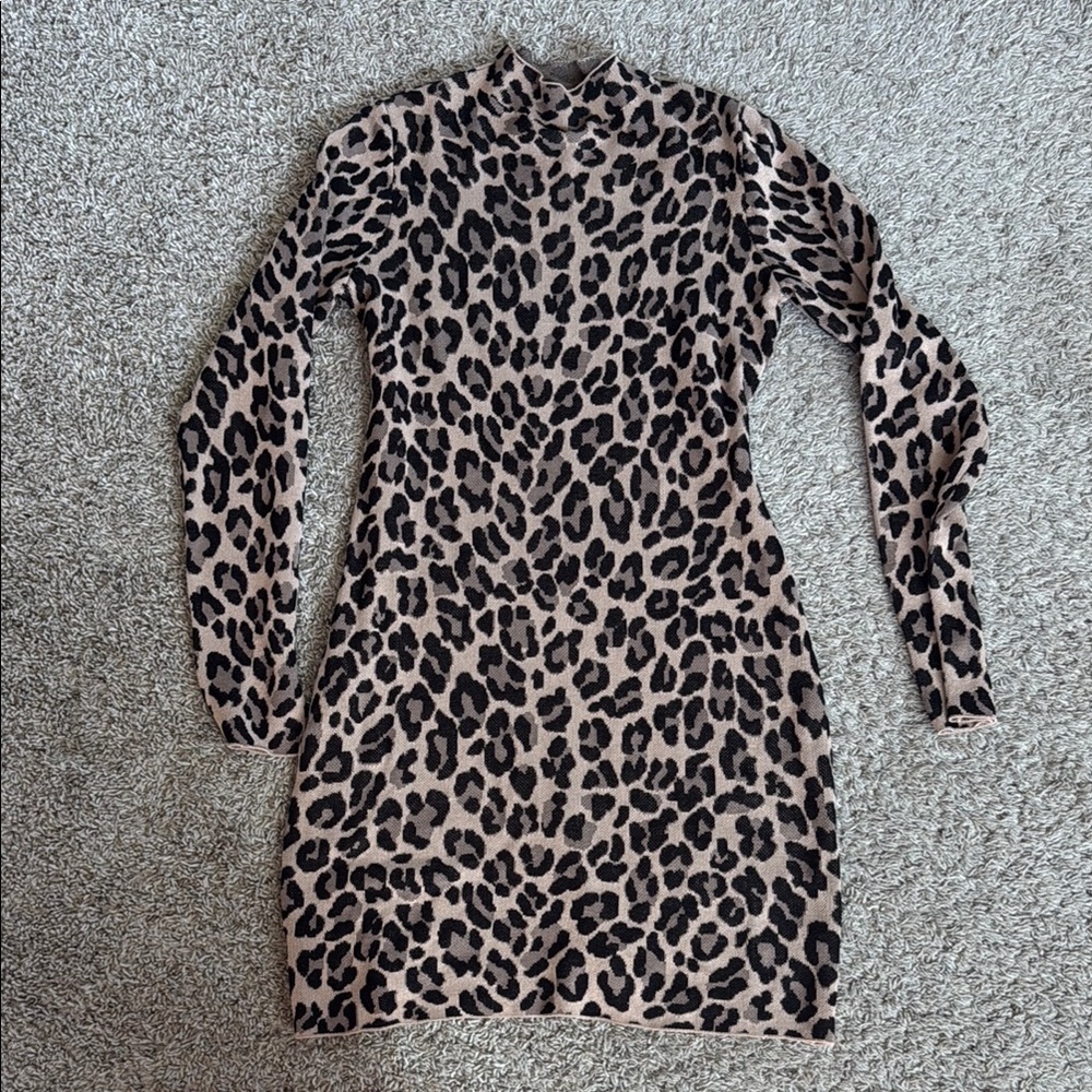 Leopard Print Long Sleeve Dress